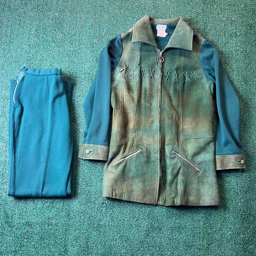 Vintage Lane Bryant Tall Shop Suede/Wool Jacket & Pants Set